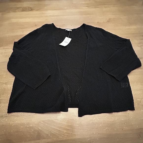 J. Jill Sweaters - J. Jill Sweater Womens Large Black Open Front Cardigan Cotton Viscose NWT